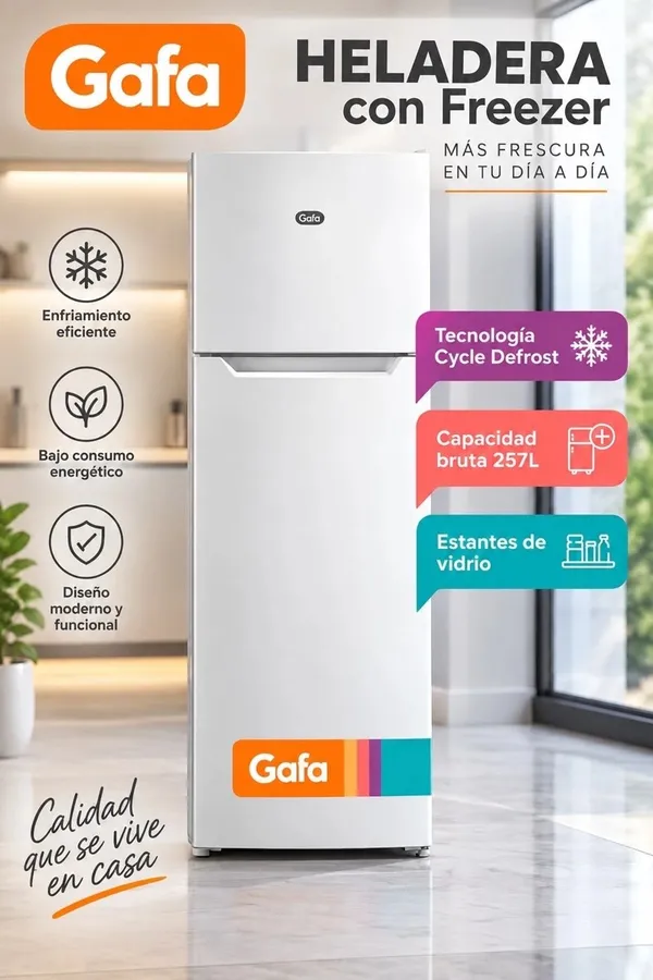 Heladera Gafa Blanca 252LTS Puerta Reversible