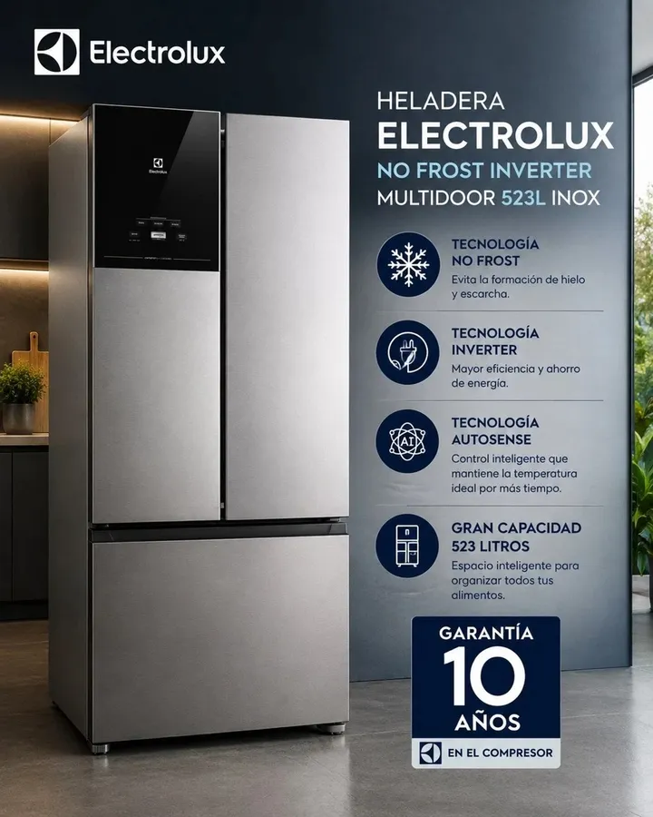 Heladera Electrolux IM7S NO Frost Inverter 523L Multidoor Inox