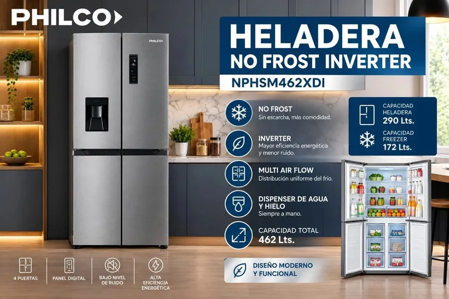 Heladera Philco NO Frost 406LTS Multidoor Inox Dispenser I