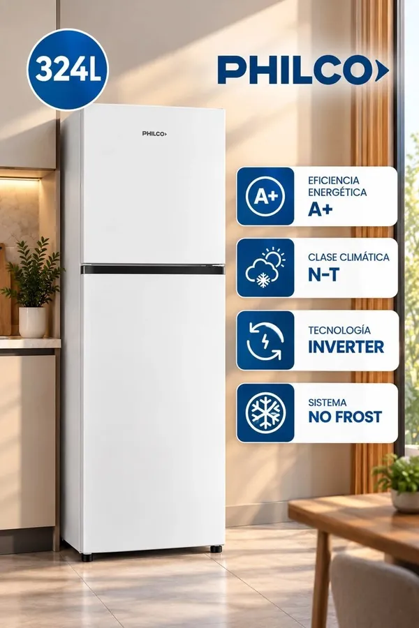 Heladera NO Frost 324 Litros TOP Mount Philco Inverter Blanca