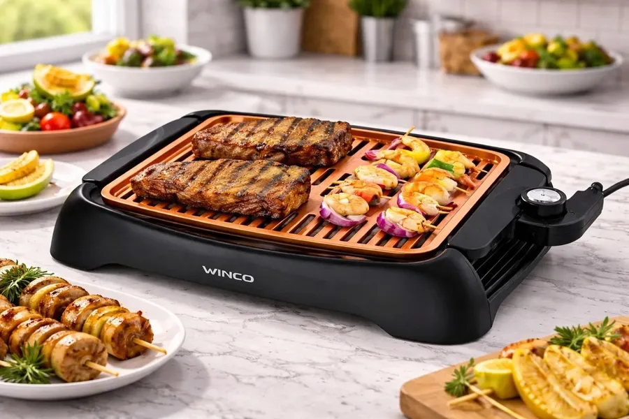 Parrilla Electrica Winco Antiadherente Negro
