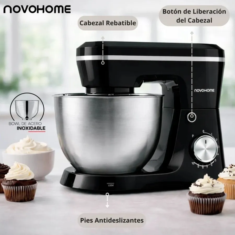 Batidora Planetaria 10 VEL Bowl DE 4LTS 1500W Negra