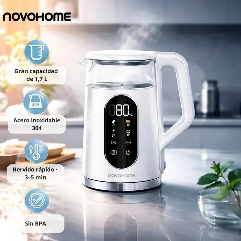 Pava Eléctrica 1.7 LTS Novohome Acero Inox. Digital Touch