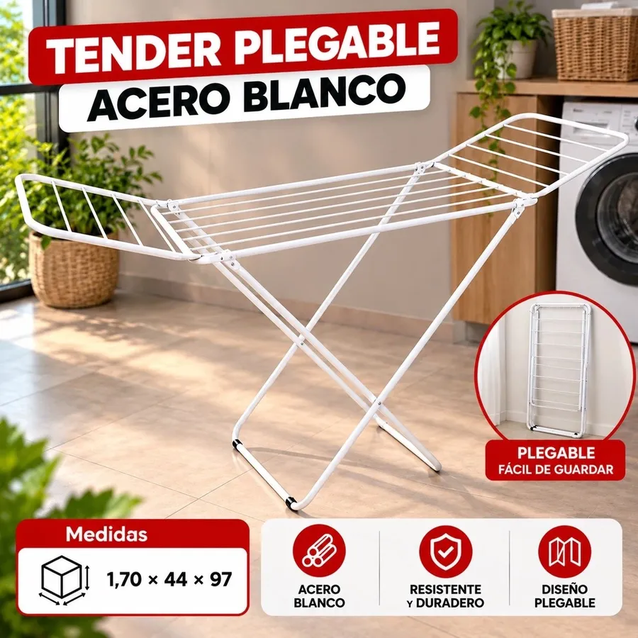 Tender Plegable Acero Blanco