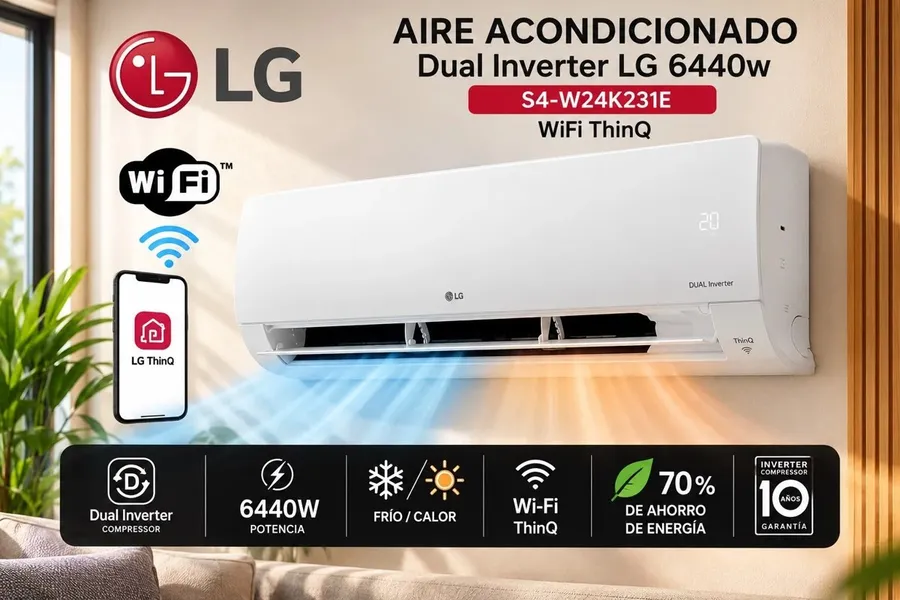 Aire Acondicionado Dual Inverter LG 6440W S4-W24K231E WI-FI Thinq