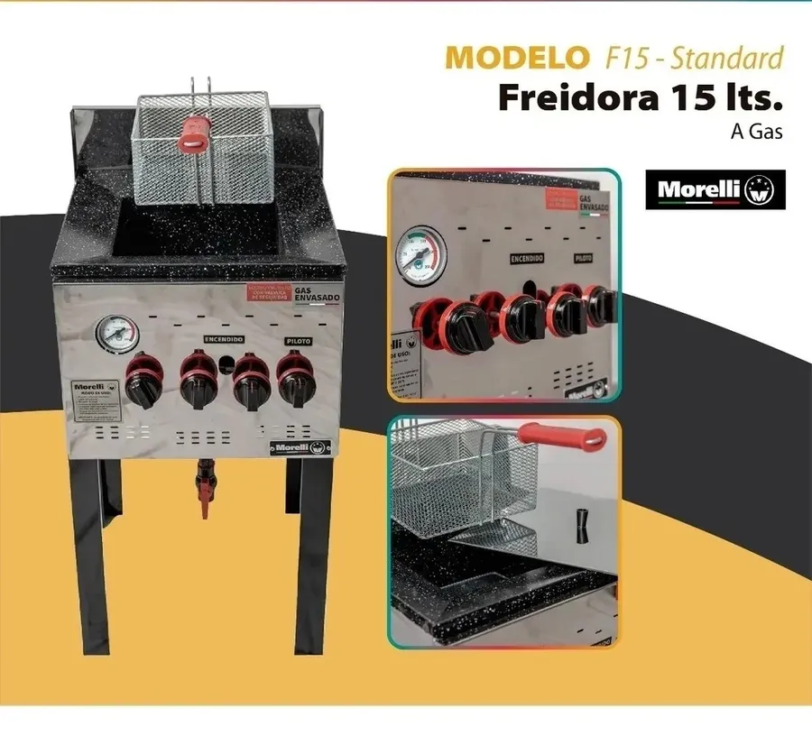 Freidora Morelli A GAS Envasado F-15 Standar Para 15 Litros
