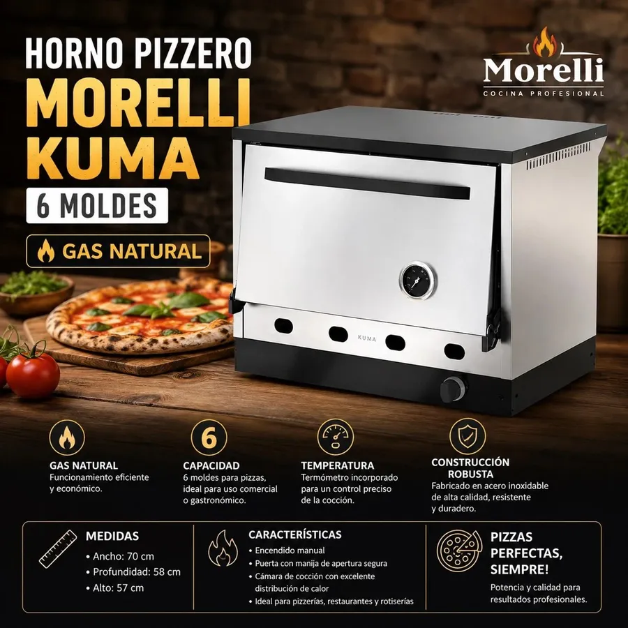 Horno Pizzero Morelli H6 Kuma GAS Natural