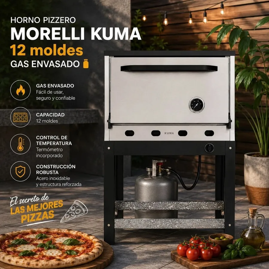 Horno Pizzero Morelli Kuma 12 Moldes GAS Envasado