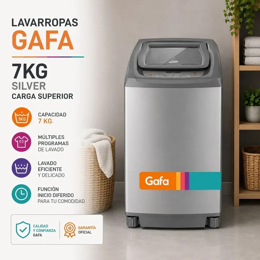 Lavarropas Gafa 7KG Silver