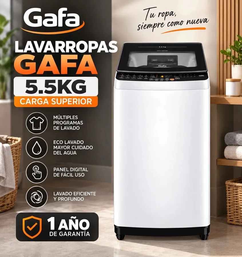Lavarropas Carga Superior Gafa LGS055W 5,5kg Dispenser Easy&Clean Blanco