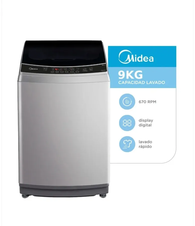 Lavarropas Carga Superior Midea MLS-90GE04N 9 KG Gris