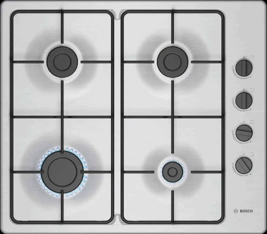 Anafe A GAS 60 CM Bosch PBP6B5K80 Base Inox 4 Hornallas