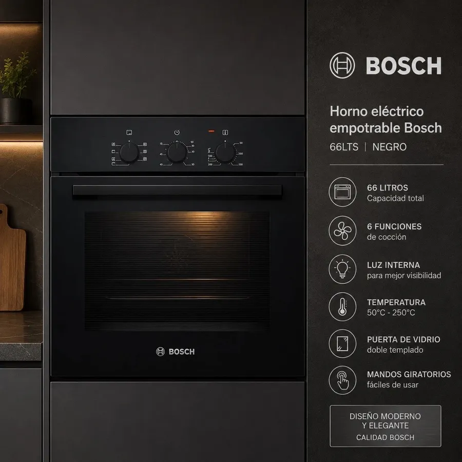 Horno Empotrable Eléctrico Bosch HBF011BA2 66TS Color Negro