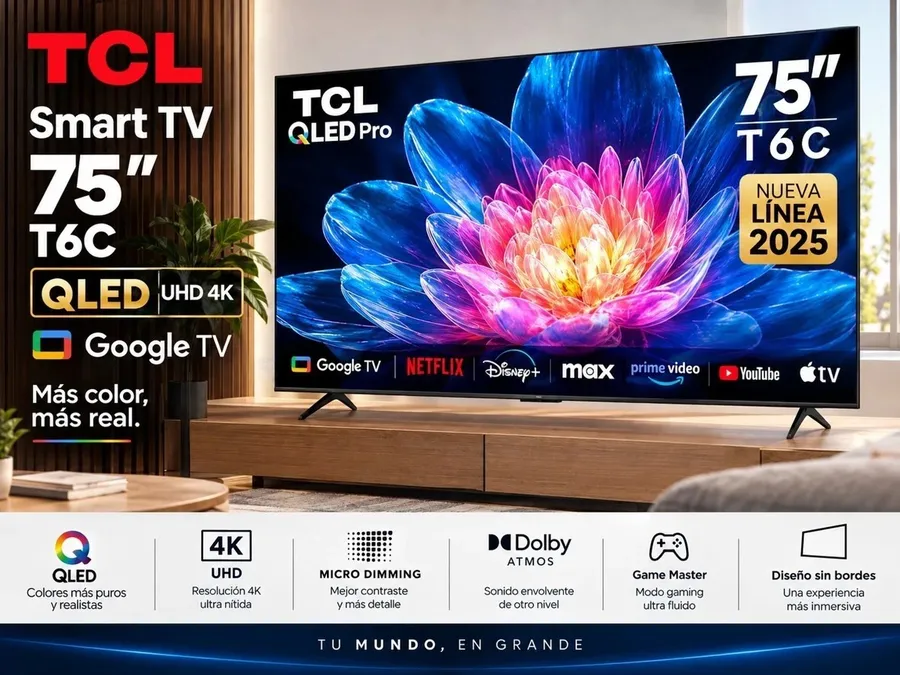 Smart TV TCL 75T6C Qled UHD Google TV