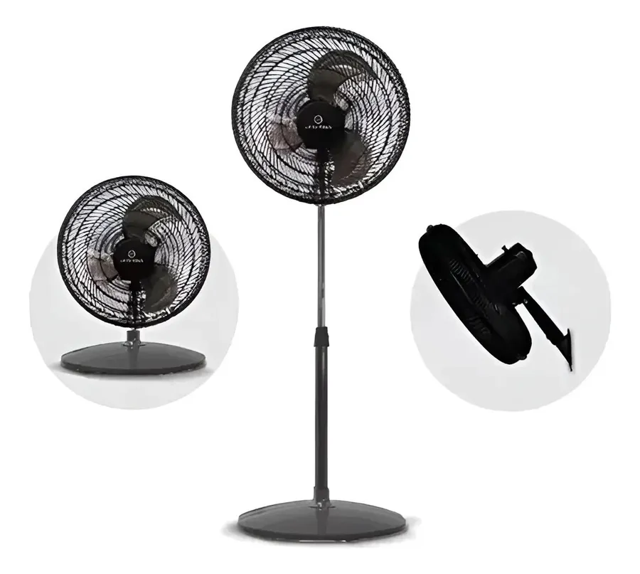 Ventilador 3 En 1 WHITENBLACK Wbvp18m Negro 18 75w 3 Vel 3 Aspas Diámetro 18