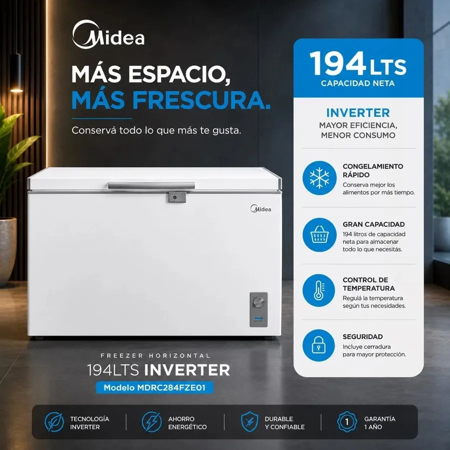 Freezer Horizontal Midea Inverter 194LTS Blanco