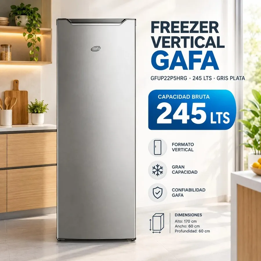 Freezer Vertical Gafa 245LTS Gris Plata