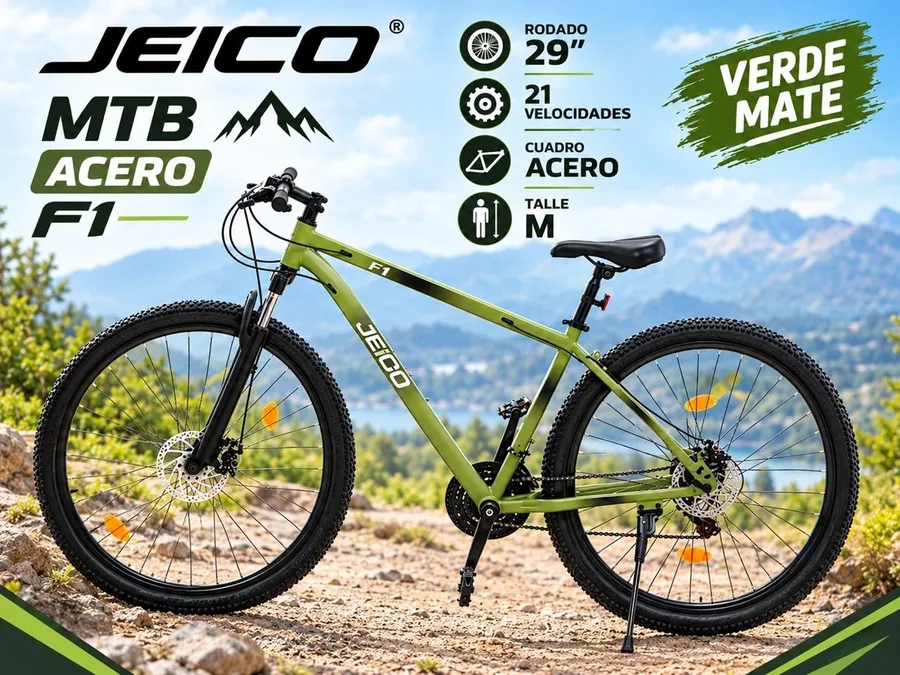 Bicicleta MTB Acero Jeico F1 Verde Mate